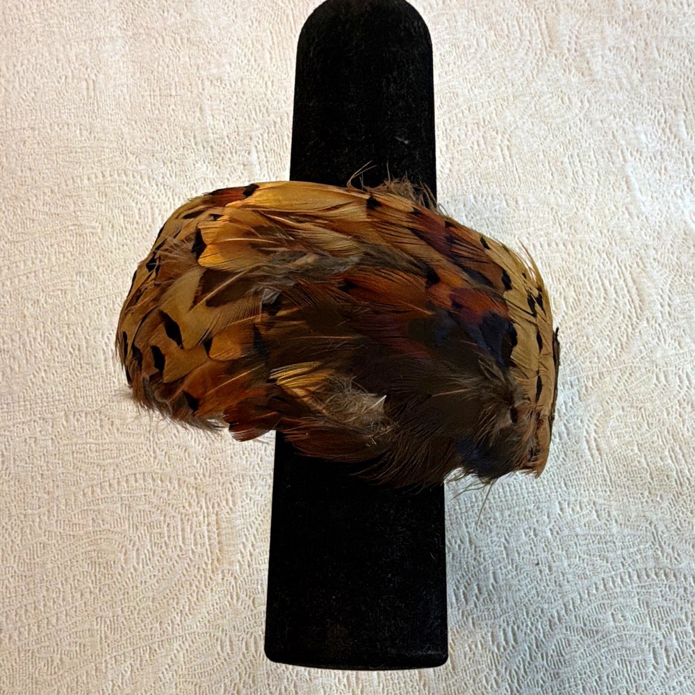 Women’s Feather Fascinator Hat Animal Print Tan Brown Black One Size